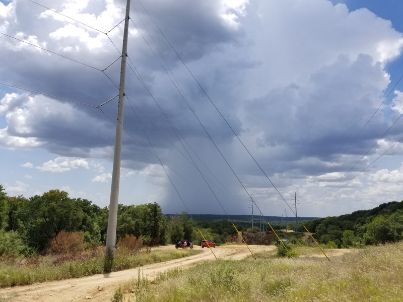 Looking out over the “steps” at the powerlines. Rain kept getting closer.